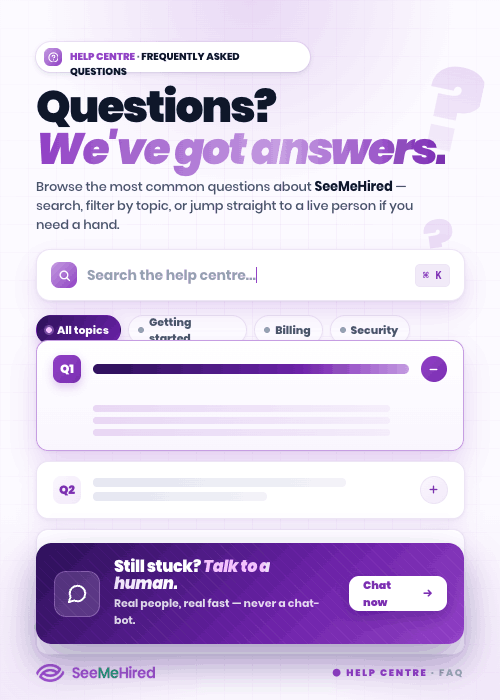 SeeMeHired Authentication & Security FAQs